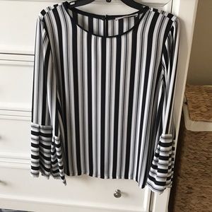 Loft Black & White Long Bell Sleeves